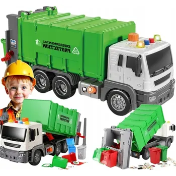 autíčko POPELÁŘSKÉ AUTO nákladní VELKÉ silné SVĚTLO ZVUK pohon koše na odpadky samolepka