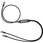 Kabel C-TECH USB Type-C PD 100W power splitter, 0,7m + 2x0,5m, černý
