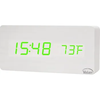 Budík Dřevěný Budík Elektronický LED Digitální Stolní – TEPLOMĚR + DATUM