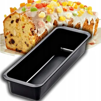 Plech na pečení PLECH NA PEČENÍ FORMA NA BISKUPSKÝ CHLEBÍČEK LISOVANÁ 35 X 11 CM S NEPŘILNAVOU VRSTVOU, ČERNÝ