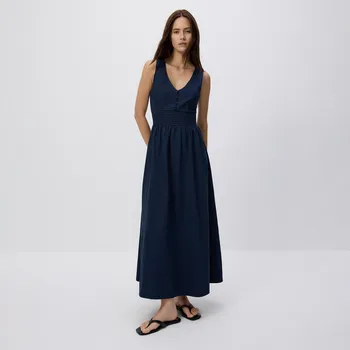 Dámské šaty Reserved - Maxi šaty s vázáním na zádech - tmavomodrá - XQ223-59X - XQ223-59X-M