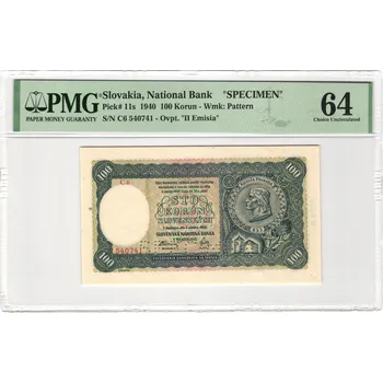 100 Korun 1940 S. C 6 Specimen PMG 64