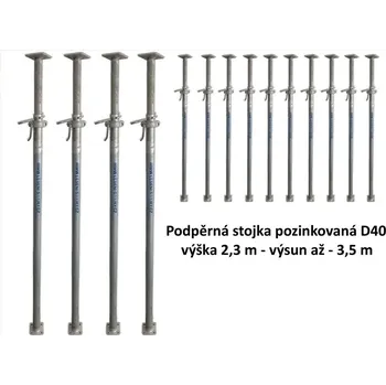 Lešení Podpěrná stojka pozinkovaná D40 výška 2,3 m - výsun až - 4,0 m