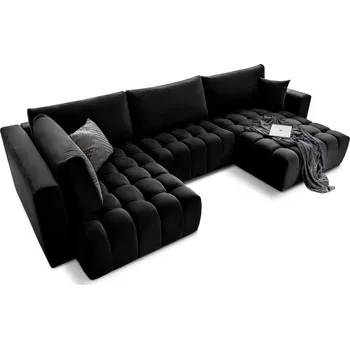 Sedací souprava Rohová rozkládací sedací souprava BONITO 350 cm Loco 10 černá pravá