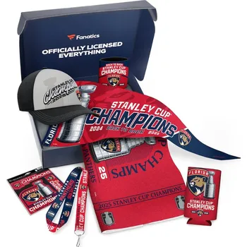 Sběratelský sportovní předmět Fanatics Velký dárkový set Florida Panthers NHL 2025 Stanley Cup Champions Gift Box with Hat
