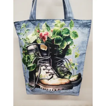 Nákupní taška Taška nákupní kočárkovina - Bota s květinami