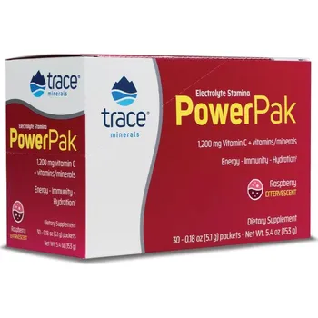 Trace Minerals Electrolyte Stamina Power Pak, vitamíny a minerály, malinová příchuť, 30 sáčků Doplněk stravy