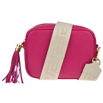 NovaKabelka.cz Kožená italská crossbody kabelka Bala Fuxia s přídavným popruhem VII