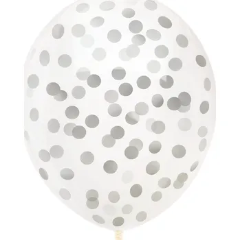 Balónek Latexový balónek s konfetami stříbrný 30 cm