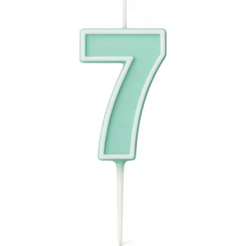 Dortová svíčka Svíčka ČÍSLICE 7 zelená pastelová - svíčky na dort k narozeninám číslice 4 cm