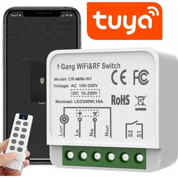 Relé Chytré WiFi Relé TUYA RF433 Podomítkový Spínač AC/DC