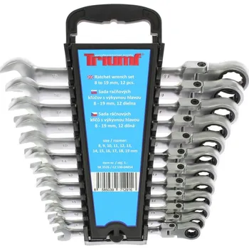 Ruční nářadí Triumf klíče očkoploché ráčnové 8 - 19 mm, výkyvné, sada 12 dílů - 100-04854