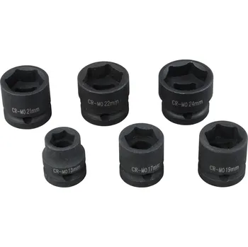 Gola hlavice Triumf hlavice nástrčné 1/2", 6ti hran 13 - 24 mm, extra krátké, tvrzené, sada 6 dílů - 100-05628