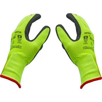 Pracovní oblečení Canis Safety rukavice pracovní bezešvý úplet máčené v latexu s pískovou úpravou, vel.10", černo-žlutá - 031-00164