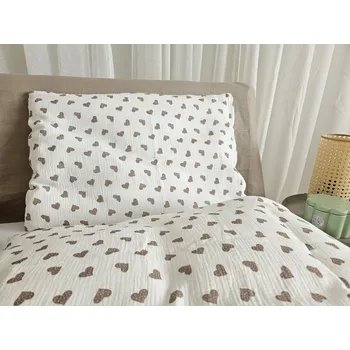 Povlečení Mušelínové povlečení srdíčka - 140x220 + 50x70 cm