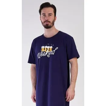 Pánská noční košile Pánská noční košile s krátkým rukávem Vienetta Secret Beer weekend tmavě šedá XXXL