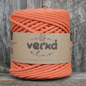 Příze VEĽKÁvlna VEL'KÁvlna bavlněná šňůra na háčkování 5mm Papája