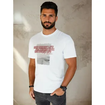 Pánské oblečení Bílé tričko s potiskem RX5487 Velikost: 2XL