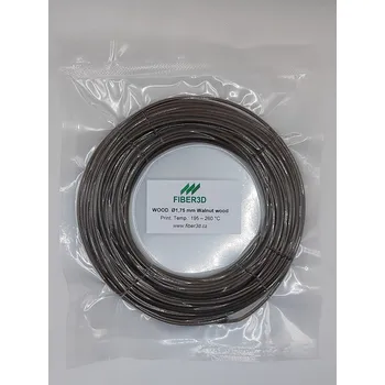 Filament Vzorek FIBER3D Wood - dřevěný filament 1,75 mm 10 m, Barva Walnut Wood