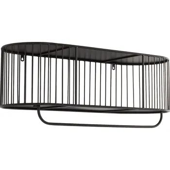 Věšák Jotex Černý kovový závěsný věšák s policí LONDON 80 x 30 cm