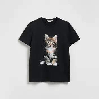 Pánské tričko Reserved - Tričko s nášivkou - černý - 448EF-99X - 448EF-99X-L