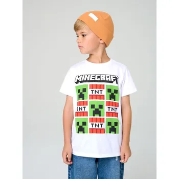 Chlapecké oblečení Sinsay - Bavlněná košilka s potiskem Minecraft - bílá - 999FB-00X - 999FB-00X-128