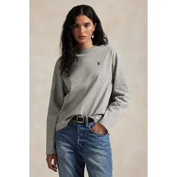 Bavlněné tričko s dlouhým rukávem Polo Ralph Lauren šedá barva, 211967105 90X, vel. L