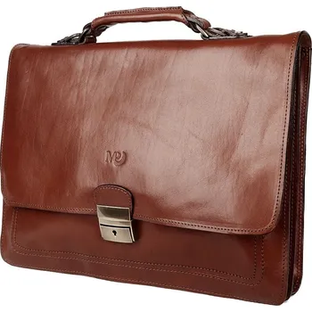 Kabelka Luxusní hnědá hladká kožená aktovka do ruky Marta Ponti no. 619