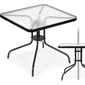 Konferenční stolek Zahradní stolek MultiGarden 80x80 cm černý/čiré sklo