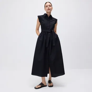 Dámské šaty Reserved - Midi šaty s&nbsp;vázáním v&nbsp;pase - černý - 5141V-99X - 5141V-99X-L