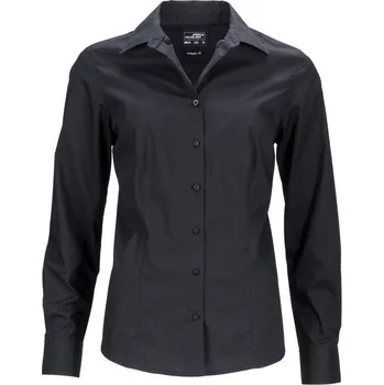 Dámská košile James & Nicholson (Daiber) Dámská košile s dlouhým rukávem JN641 - Černá | 2XL