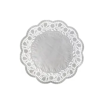 Jednorázové nádobí Dekorativní krajka kulatá bílá pr 30cm (6ks)