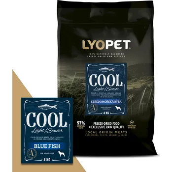 Krmivo pro psa Lyopet Cool Light Blue Fish Balení: 3x4 kg light za studena lisované granule s rybím masem