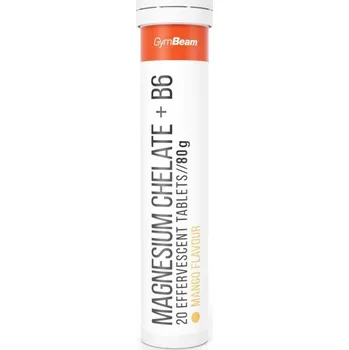 GymBeam Magnesium chelate + B6 šumivý mango 2 × 20 tablet