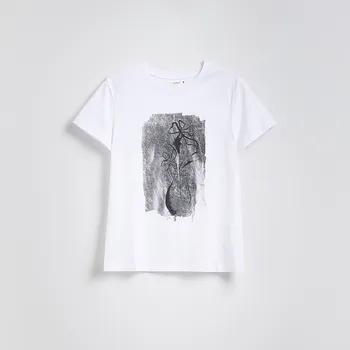 Dámské tričko Reserved - Tričko s potiskem - bílá - 324DT-00C - 324DT-00C-XL