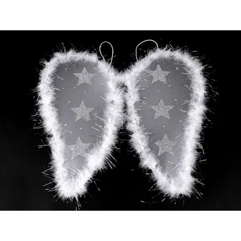 Andělská křídla s peřím a glitrovými hvězdami