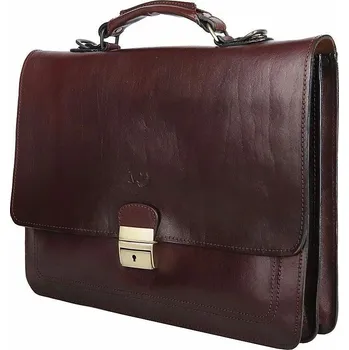 Kabelka Luxusní tmavěhnědá hladká kožená aktovka do ruky Marta Ponti no. 619