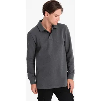 Pánská mikina Ombre Clothing Zajímavá pánská grafitová mikina s límečkem V1 SSNZ-0149