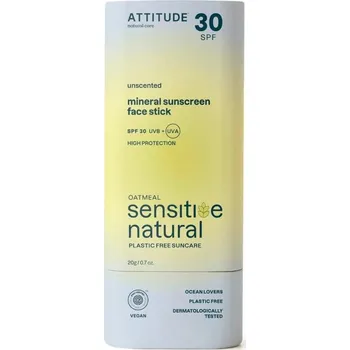 Přípravek na opalování 100% minerální tyčinka na obličej a rty ATTITUDE Sunly (SPF 30) citlivá a atopická 20 g