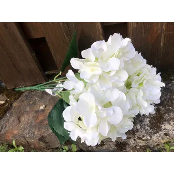 umělá květina Umělá hortenzie bílá kytice 42 cm