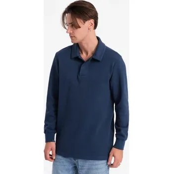 Pánská mikina Ombre Clothing Zajímavá pánská tmavě modrá mikina s límečkem V5 SSNZ-0149