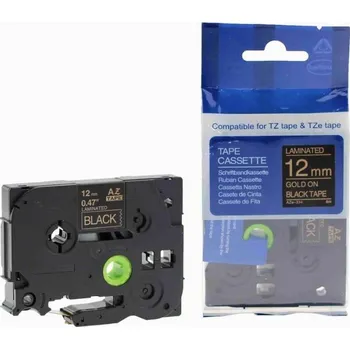 Pásek do tiskárny Kompatibilní páska s Brother TZ-334 / TZe-334, 12mm x 8m, zlatý tisk / černý podklad