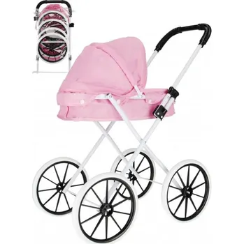 Panenka MEGA CREATIVE Kočárek pro panenku miminko růžový hluboký kov