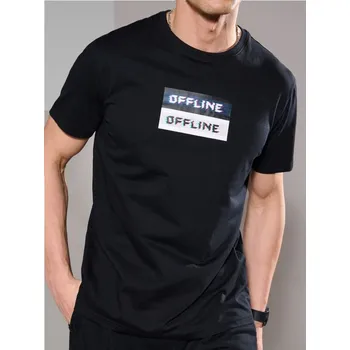 Pánské tričko Sinsay - Bavlněné oversize tričko s potiskem - černá - 8683I-99X - 8683I-99X-S