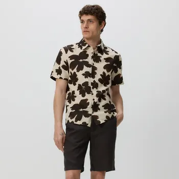 Pánské kalhoty Reserved - Lněné šortky regular fit - tmavě hnědá - 170EG-89X - 170EG-89X-S