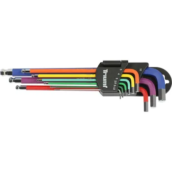 Ruční nářadí Triumf klíče zástrčné Inbus 1,5 - 10 mm, Multicolor, s koulí, s magnetem, sada 9 dílů - 100-05796