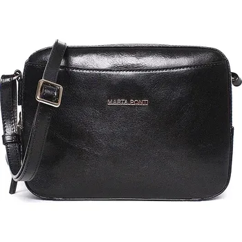 Kabelka Luxusní černá dámská kožená crossbody kabelka Marta Ponti no. 8