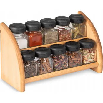 Dóza na potraviny Kořenka Dřevěná Police Sada 10 nádob na sypké koření 120 ml