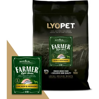 Krmivo pro psa Lyopet Farmer Light Chicken & Herring Balení: 3x4 kg light granule pro psy s kuřecím masem