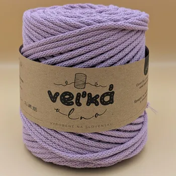 Příze VEĽKÁvlna VEL'KÁvlna bavlněná šňůra na háčkování 5mm Fialka